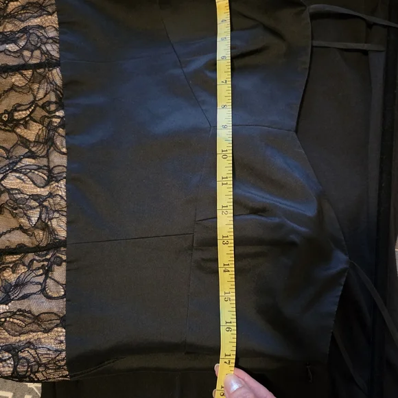 Ann Taylor Black Bodice with Nude Lace Overlay Fit-and-Flare Dress - Picture 6 of 6